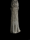 Elegant Glamour Mermaid V Neck Sequin Gray Backless Long Prom Dresses Party Dress Evening Dress HZ1121