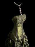 Elegant Glamour Ball Gown Strapless Olive Green Taffeta Long Prom Dresses Party Dress Evening Dress HZ1121