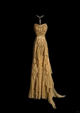Elegant Glamour Mermaid Sweetheart Sequin Gold Chiffon Long Prom Dresses Party Dress Evening Dress HZ1121