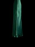Vintage Mermaid Halter Green Satin Long Prom Dresses Ruffles Evening Gowns Evening Dress HZ1121