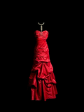 Vintage Mermaid Sweetheart Red Satin Long Prom Dresses Ruffles Evening Gowns Evening Dress HZ1121