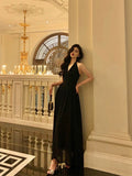 Sexy A Line Halter Black Sleeveless Prom Dresses Party Dress Summer Birthday Outfits 18th Birthday Dresses HZ1121