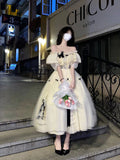 Vintage Ball Gown Off The Shoulder Short Sleeves 16th Tulle Birthday Dress Lolita Dress Birthday Outfits HZ1121