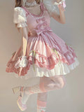 Sweet Ball Gown Lolita Outfits Short Sleeves Pink 18th Birthday Dress Lolita Summer Dress Birthday Outfits HZ1121