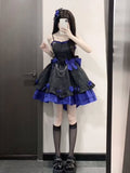 Retro Ball Gown Straps Short Royal Blue Mini Floral 16th Birthday Dress Lolita Dress 18th Birthday Outfits HZ1121