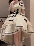 Pretty High Low Square Neck Lace Summer 18th Birthday Dress Lolita Dress Birthday Outfits HZ1121