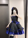Retro Ball Gown Straps Short Royal Blue Mini Floral 16th Birthday Dress Lolita Dress 18th Birthday Outfits HZ1121