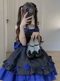 Retro Ball Gown Strapless Short Royal Blue Mini Floral 16th Birthday Dress Lolita Dress 18th Birthday Outfits HZ1121