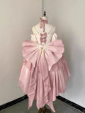 Vintage Ball Gown Spaghetti Straps Short Chiffon Summer 18th Birthday Dress High Low Ombre Pink Pearls Lolita Dress Birthday Outfits HZ1121