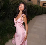 Sexy Sheath Straps Pink Satin Long Birthday Dress Birthday Outfits Graduation Dresses HZ1121