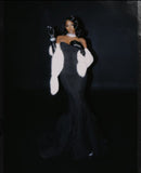 Gorgeous Mermaid Sweetheart Black Satin Black Girl 23rd Birthday Dress Prom Dress Birthday Outfits For Women HZ1121