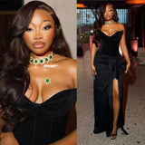 Gorgeous Mermaid Sweetheart Black Slit Satin Black Girl 23rd Birthday Dress Prom Dress Birthday Outfits For Women HZ1121