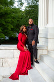 Pretty Mermaid V Neck Red Plus Size 30th Birthday Dress Prom Dress Birthday Outfits For Women HZ1121
