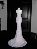 Sexy Mermaid Silver Gray Strapless Sequins Long Prom Dress Party Dress Graduation Dresses Birthday Outfits HZ1121