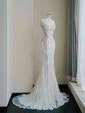 Pretty Bridal Gown Mermaid Sweetheart Lace White Long Wedding Dresses Modest Bridal Gowns HZ1121
