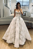 Modest Wedding Dress Ball Gown Sweetheart White Lace Long Wedding Dresses Brides Dress Bridal Gowns HZ1121