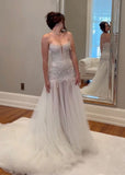 Dreamy Wedding Dress Mermaid Strapless White Tulle Long Wedding Dresses Bridal Gowns HZ1121