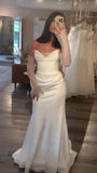 Dreamy Wedding Dress Mermaid Sweetheart White Satin Summer Long Wedding Dresses Bridal Gowns HZ1121