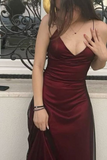 Modest Mermaid Spaghetti Straps Burgundy Black Prom Dresses Formal Summer Spring Wedding Guest Dresses Wedding Guest Outfit HZ1121