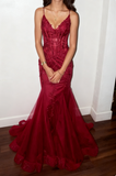 Modest Mermaid Spaghetti Straps Burgundy Sequin Formal Gown 23rd Birthday Dress Prom Dresses 20th Birthday Outfits HZ1121