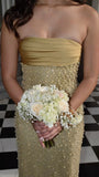 Elegant Glamour Sheath Strapless Sequin Yellow Bridesmaid Dresses Party Gown Summer Birthday Outfits Birthday Dress Ideas For Women HZ1121