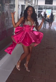 Elegant Ball Gown Strapless Black Girl Summer Birthday Dresses For Teens Pink Hoco Dress Mini 18th Birthday Outfit Cocktail Dresses HZ1121