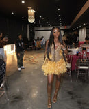 Sexy Sheath Sequin Beads Short Summer Black Girls Gold Birthday Dresses Hoco Dress Mini 18th Birthday Outfit Cocktail Dresses HZ1121