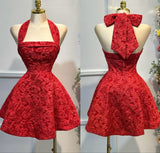 Pretty A line Halter Burgundy Floral Lace Summer 16th Birthday Dresses For Teens Hoco Dress Mini 18th Gold Birthday Outfit Cocktail Dresses For Women HZ1121