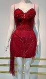 Trendy Sheath Straps Red Sequin Formal Short 8th Grade Homecoming Dress Summer Middle School Hoco Dresses Cocktail Dress Birthday Outfits HZ1121