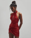 Cute Sheath High Neck Red Sequin Short Homecoming Dress Summer Middle School Formal Hoco Dresses Cocktail Dress Birthday Outfits HZ1121