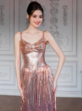 Modest A line Straps Pink Sequin Formal Gown 20th Birthday Dress Prom Dresses 18th Birthday Outfits HZ1121
