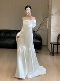 Vintage Wedding Dress A Line Strapless White Summer Beach Long Wedding Dresses Bridal Gowns HZ1121