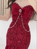 Classy Mermaid Sweetheart Red Sequin Long Prom Dresses Formal Gown Summer Wedding Guest Dresses Wedding Guest Outfit HZ1121