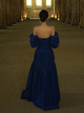 Classy A line Strapless Royal Blue Long Prom Gown Summer Wedding Guest Dress Bridal Guest Dresses Wedding Outfits For Guest HZ1121