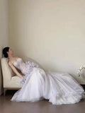 Sexy Mermaid Sweetheart Light Lilac Tulle Prom Dresses Party Dress Summer 20th Birthday Outfits Birthday Dresses HZ1121