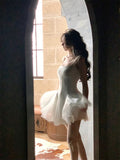 Pretty A line Square White Summer 16th Birthday Dresses For Teens Hoco Dress Mini 18th Birthday Outfit Cocktail Dresses For Women HZ1121