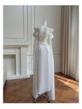 Elegant A line Spaghetti Straps Sleeveless White Chiffon Long Evening Party Gowns Evening Formal Dresses Prom Dress HZ1121