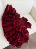 Cute Ball Gown Spaghetti Straps Burgundy Lace 8th Graduation Dresses Homecoming Dress Summer Middle School Formal Baddie Hoco Dresses Cocktail Dress HZ1121