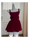 Trendy A line Square Burgundy Satin Sleeveless Formal Short 8th Grade Homecoming Dress Summer Middle School Hoco Dresses Cocktail Dress Birthday Outfits HZ1121