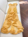 Elegant High Low Spaghetti Straps Yellow Sleeveless Long Evening Party Gowns Evening Formal Dresses Prom Dress HZ1121