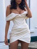 Trendy Sheath Off The Shoulder Satin Formal Short 8th Grade Homecoming Dress Summer Middle School Hoco Dresses Birthday Outfits HZ1121