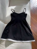 Trendy A line Spaghetti Straps Black Sleeveless Formal Short 8th Grade Homecoming Dress Summer Middle School Hoco Dresses Cocktail Dress Birthday Outfits HZ1121
