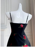 Trendy A line Spaghetti Straps Black Floral Short 8th Grade Homecoming Dress Summer Middle School Hoco Dresses Cocktail Dress Birthday Outfits HZ1121