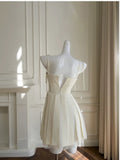 Cute A line Spaghetti Straps Yellow Satin Formal Short 8th Grade Homecoming Dress Summer Middle School Hoco Dresses Birthday Outfits HZ1121