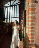 Elegant A line Square Neck White Long Prom Dresses Party Dress Summer 20th Birthday Outfits Birthday Dresses HZ1121