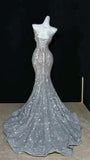 Sparkly Wedding Dress Mermaid Scoop Sequin Long Silver Corset Back Wedding Dresses Brides Dress Bridal Gowns HZ1121