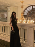 Sexy A line Halter Black Satin 21st Birthday Dress Party Gown Birthday Outfits Birthday Dress Ideas For Women HZ1121