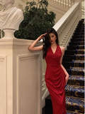 Elegant Glamour Mermaid Halter Red Prom Dress Party Dress Evening Dresses HZ1121